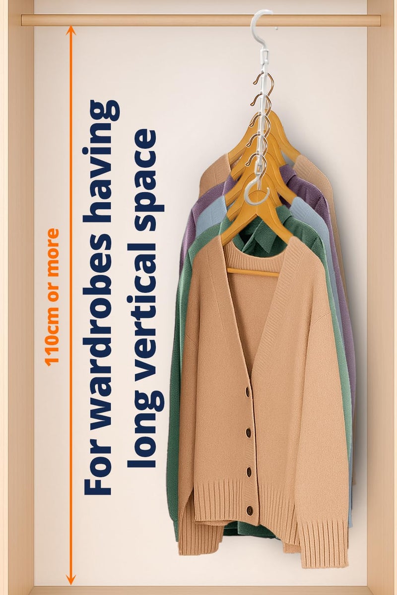 LivingBasics 5 in 1 Magic Hanger for Wardrobe/Magic Foldable Space Saving Clothes Hanger/Closet Space Savings (Pack of 10, White) - Image 3
