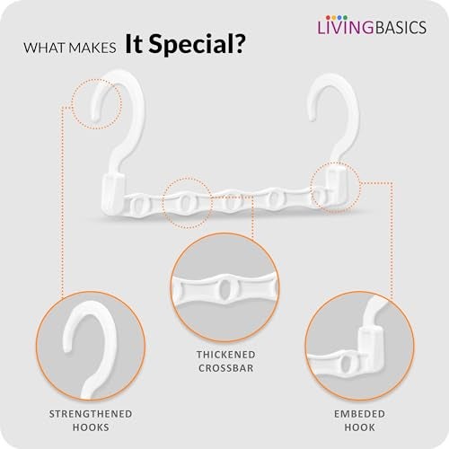 LivingBasics 5 in 1 Magic Hanger for Wardrobe/Magic Foldable Space Saving Clothes Hanger/Closet Space Savings (Pack of 10, White) - Image 4