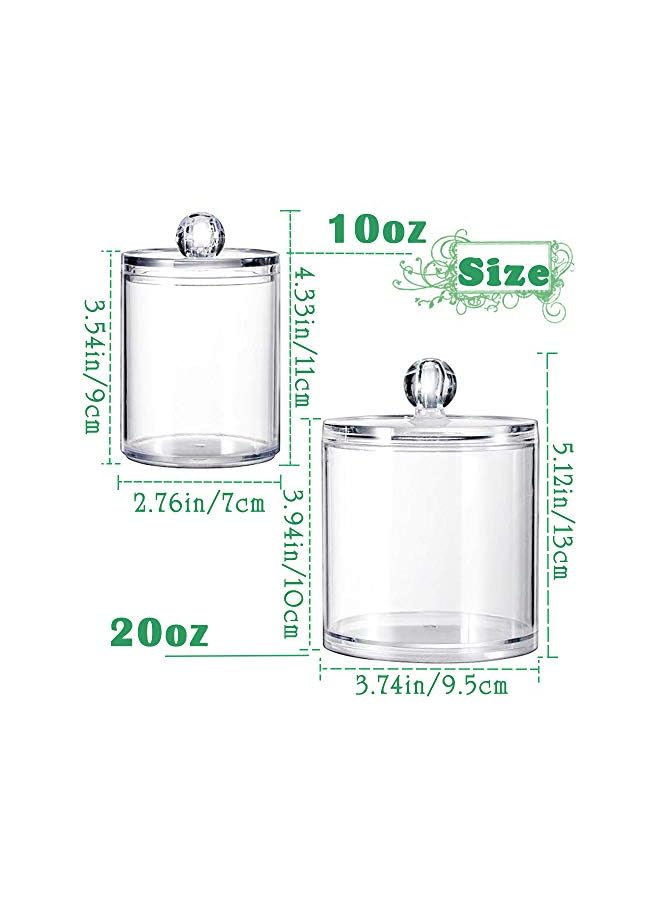 Raxoom 3 Pack Cotton Swab Ball Pad Holder with Lid,Clear Acrylic Bathroom Container,Makeup Organizer for Cotton Swabs,Cotton Rounds,Cotton Ball,Floss Picks,Bath Salts and Hair Ties(10 OZ,20 OZ) - Image 3