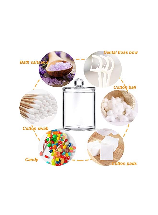 Raxoom 3 Pack Cotton Swab Ball Pad Holder with Lid,Clear Acrylic Bathroom Container,Makeup Organizer for Cotton Swabs,Cotton Rounds,Cotton Ball,Floss Picks,Bath Salts and Hair Ties(10 OZ,20 OZ) - Image 4