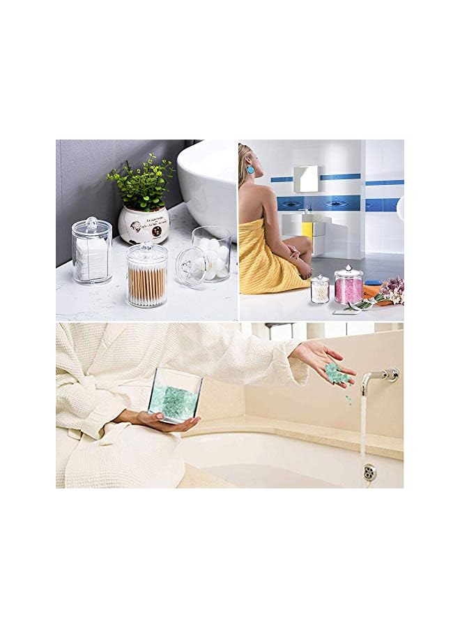Raxoom 3 Pack Cotton Swab Ball Pad Holder with Lid,Clear Acrylic Bathroom Container,Makeup Organizer for Cotton Swabs,Cotton Rounds,Cotton Ball,Floss Picks,Bath Salts and Hair Ties(10 OZ,20 OZ) - Image 5