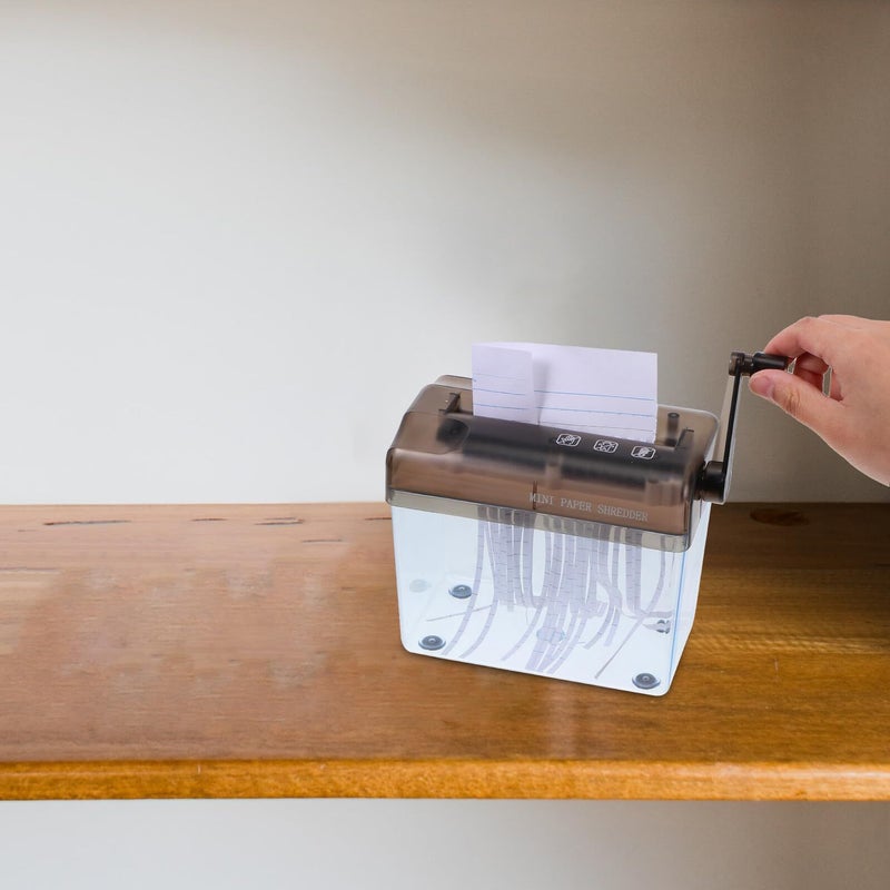 Sto Baza Mini Desktop Hand Crank Manual Paper Shredder For Office School Home Use Confidential Bill Document Cutter Strip Cutting Tool Black - Image 4