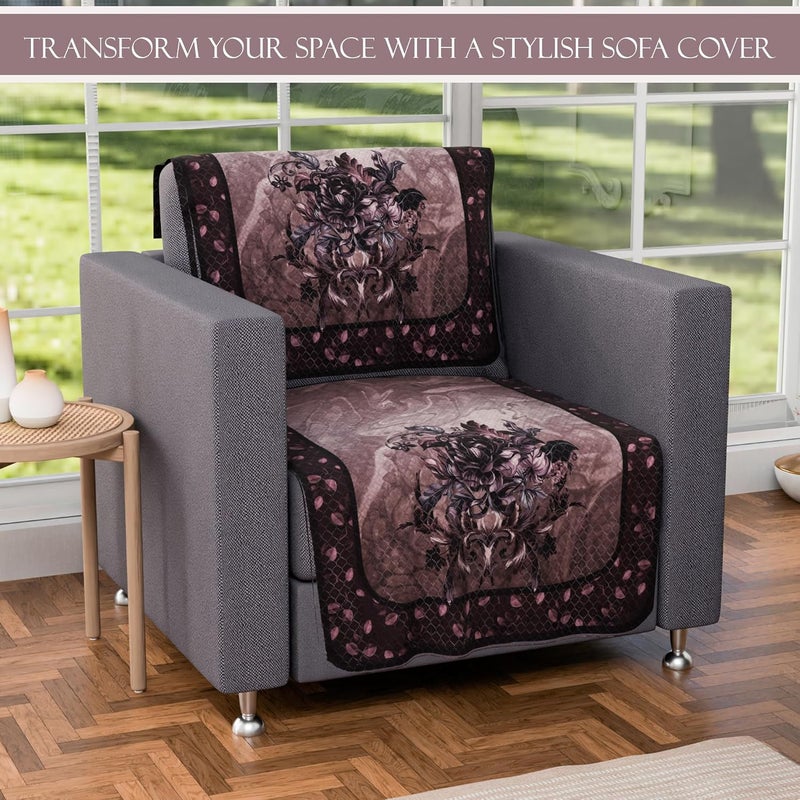 smiry Set of 10 Cotton AntiSkid Sofa Cover 5 Seater Set Washable Sofa Protector for Home Decor Offices Hotels Furniture Protection Everyday Use Digital Print Dark Light Brown - Image 2