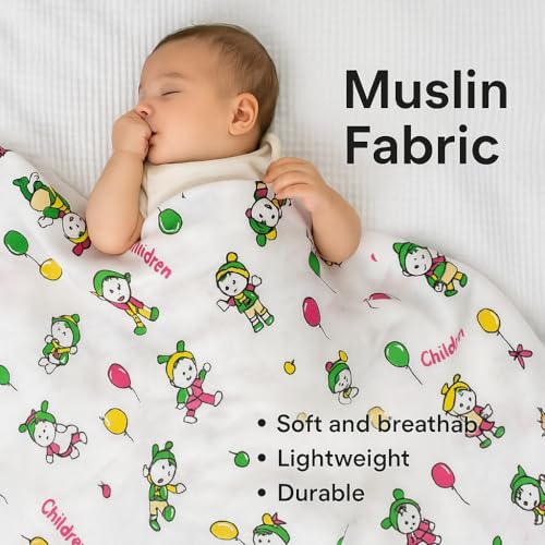 Firstblow 100% Muslin Cotton Swaddle for new Born Baby | Size-110cm x 100cm (42"x39") Ultra Soft Baby Swaddle wrap for new Born | Printed Mulmal Muslin Swaddle Wrap - Image 4