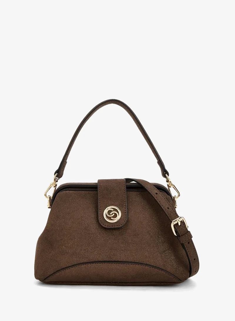Colourblock Crossbody Bag With Adjustable Strap And Button Closure