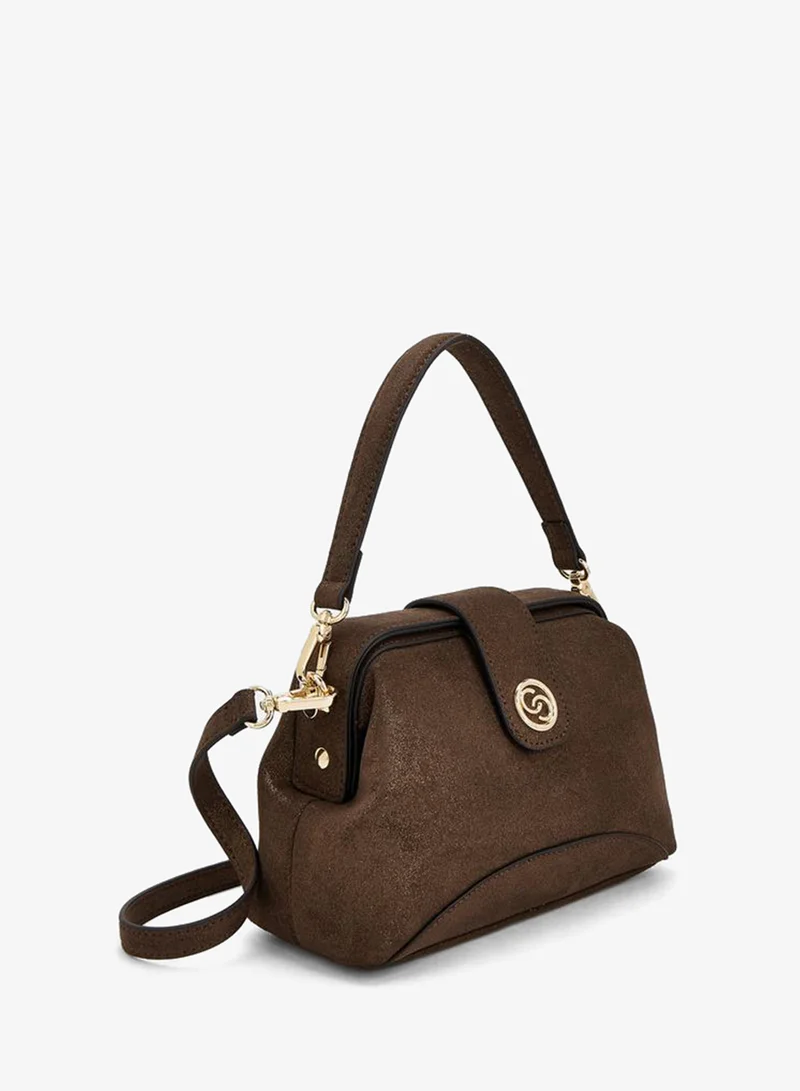Celeste BROWN Colourblock Crossbody Bag With Adjustable Strap And Button Closure for Women | Best Price UAE