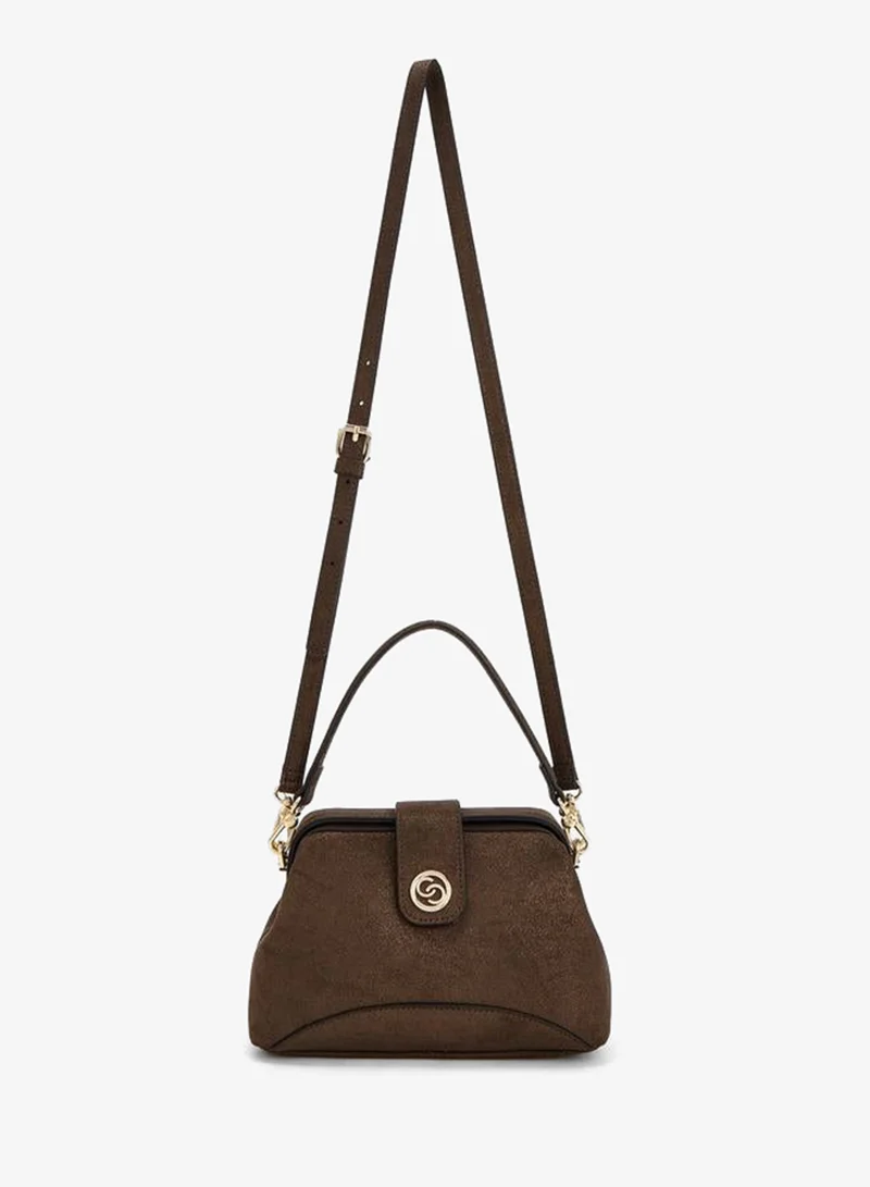 Celeste BROWN Colourblock Crossbody Bag With Adjustable Strap And Button Closure for Women | Best Price UAE