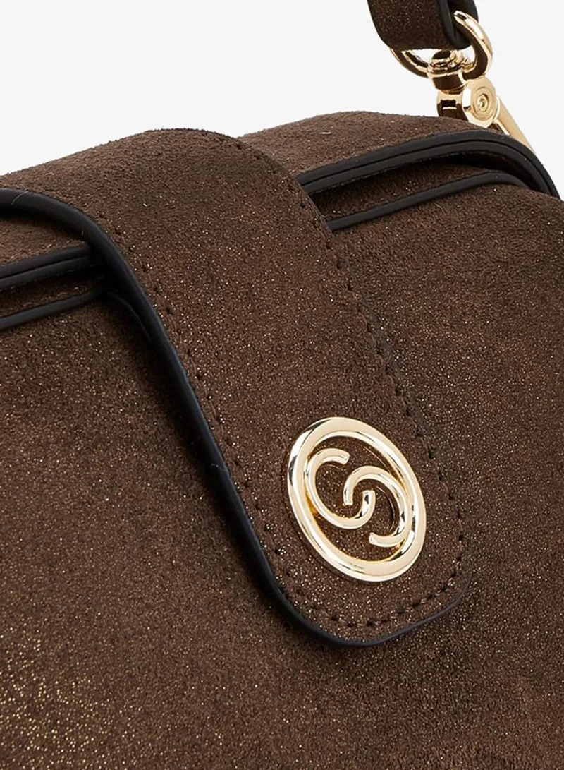 Celeste BROWN Colourblock Crossbody Bag With Adjustable Strap And Button Closure for Women | Best Price UAE