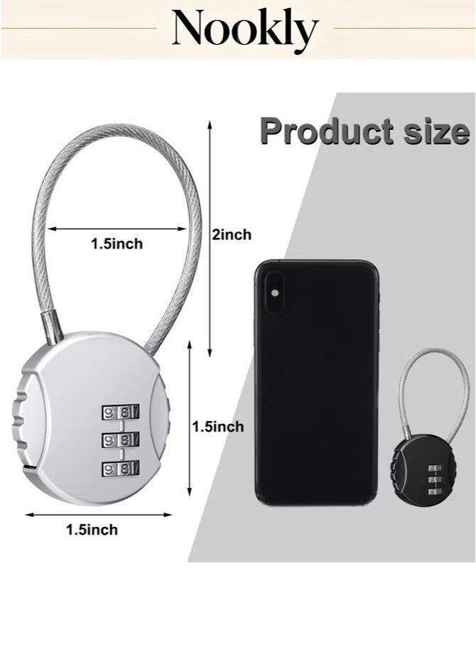 nookly 4 Pieces 3 Digit Combo Number Locks, Combination Locks Waterproof Travel Padlocks for School Gate Fence Cabinet Toolbox Suitcase Gym Hasp Storage (Black, Silver) - Image 3