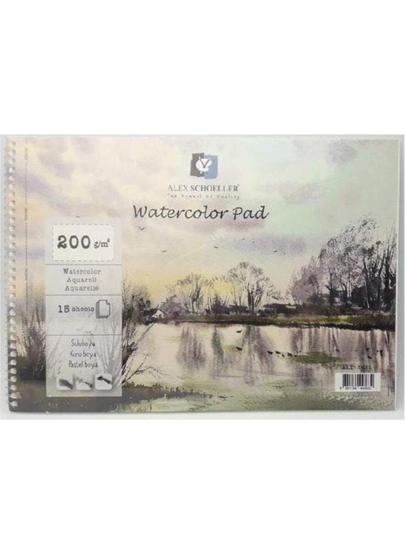Alex Schoeller Alex A5 200 gr 15 Spr Watercolor Notebook ALX:3649 
