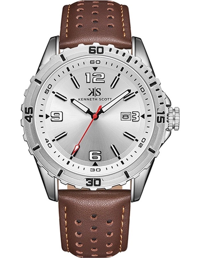KENNETH SCOTT Men's Leather  Analog Watch K24022-SLDW - 43 mm  - Image 1
