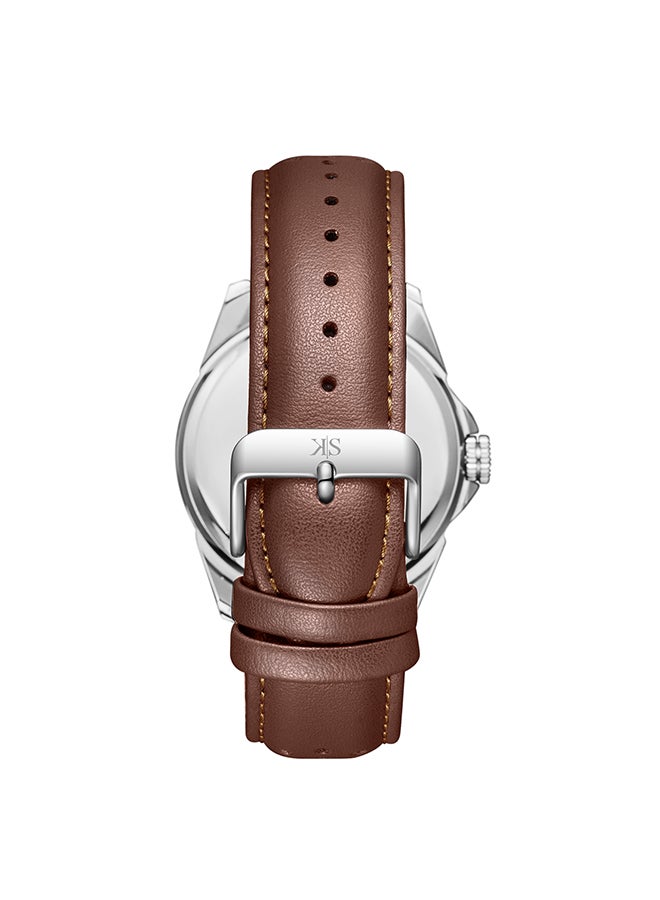 KENNETH SCOTT Men's Leather  Analog Watch K24022-SLDW - 43 mm  - Image 2