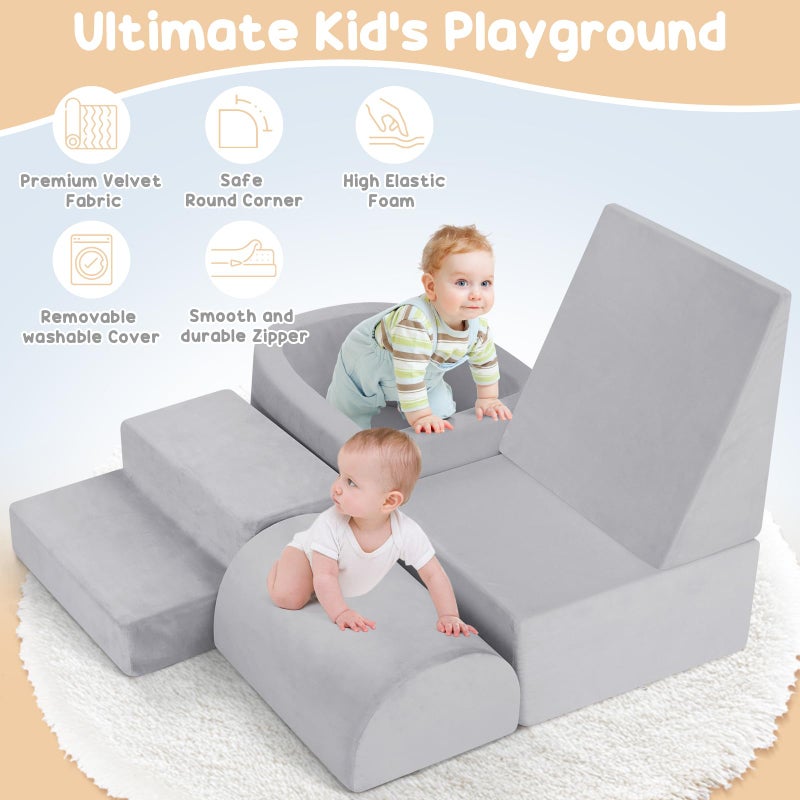 whiffee Foam Climbing Blocks for Toddlers 1-3, Toddler Climbing Toys Indoor, Climbing Toys for 1 Year Old, Kid Baby Climbing Blocks with Ball Pit, Soft Play Set Playground (Balls not Included) (Grey) - Image 4