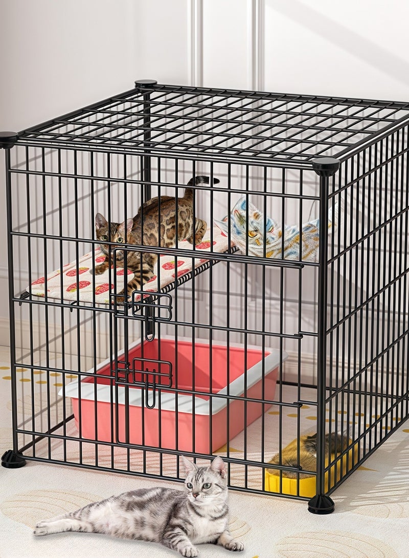 قفص للقطط والكلاب، مناسب للقطط الصغيرة والمتوسطة، قفص حيوانات أليفة مُجمّع وقابل للطي - Image 2