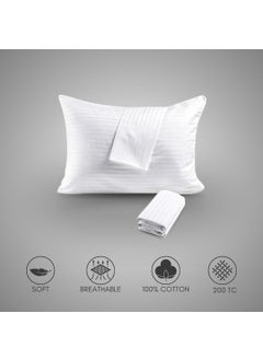 ACKROSS Ackross 200 TC Cotton Pillow Covers for Hotel Guest House BB20 X 30 inch 2 White Striped  - Image 4