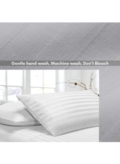 ACKROSS Ackross 200 TC Cotton Pillow Covers for Hotel Guest House BB20 X 30 inch 2 White Striped  - Image 3
