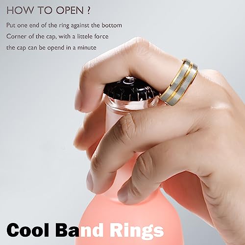EIELO 9Pcs Stainless Steel Band Rings for Men Women Cool Fidget Spinning Chain Ring Anxiety Relief Fashion Simple Wedding Engagement Golden Ring Set Size9 - Image 5