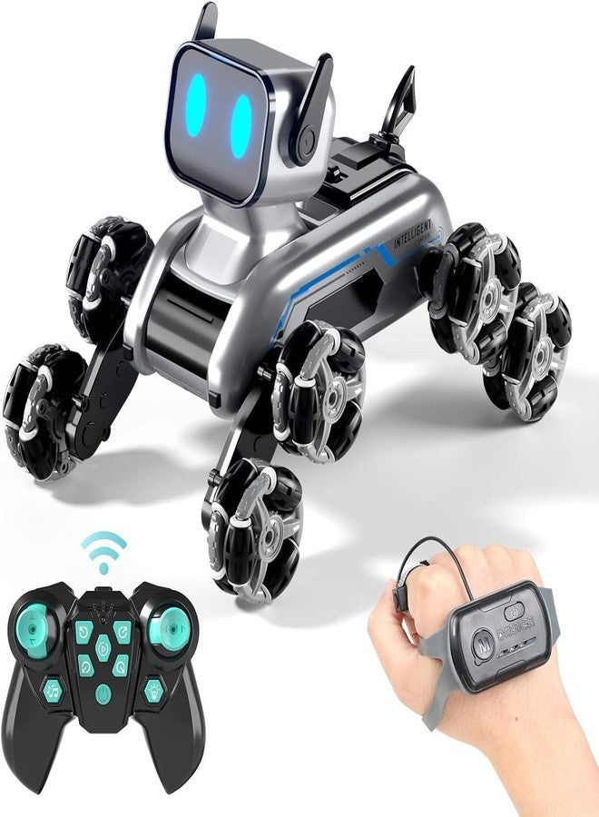 EXOMOON 8WD Gesture Sensor RC Stunt Car with LED Lights & Music – Remote Control Robot Dog Toy for Kids & Adults, Best Birthday Gift for Boys & Girls (6–13 Years), Black - Image 3