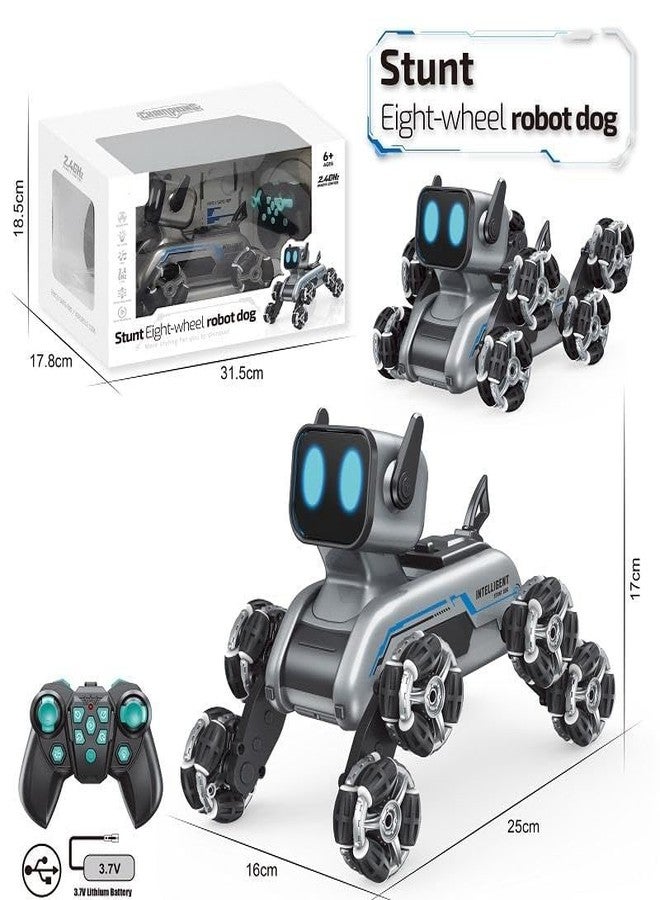 EXOMOON 8WD Gesture Sensor RC Stunt Car with LED Lights & Music – Remote Control Robot Dog Toy for Kids & Adults, Best Birthday Gift for Boys & Girls (6–13 Years), Black - Image 2