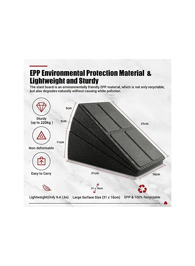 PROMASS لوح مائل لتمديد الساق، 3 قطع لوح مائل لتمديد القدم لعلاج التهاب اللفافة الأخمصية، معدات العلاج الطبيعي، لوح مائل من الفوم قابل للتعديل رائع للتمارين، القرفصاء وتمديد الساقين - Image 2