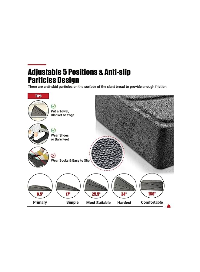 PROMASS لوح مائل لتمديد الساق، 3 قطع لوح مائل لتمديد القدم لعلاج التهاب اللفافة الأخمصية، معدات العلاج الطبيعي، لوح مائل من الفوم قابل للتعديل رائع للتمارين، القرفصاء وتمديد الساقين - Image 3