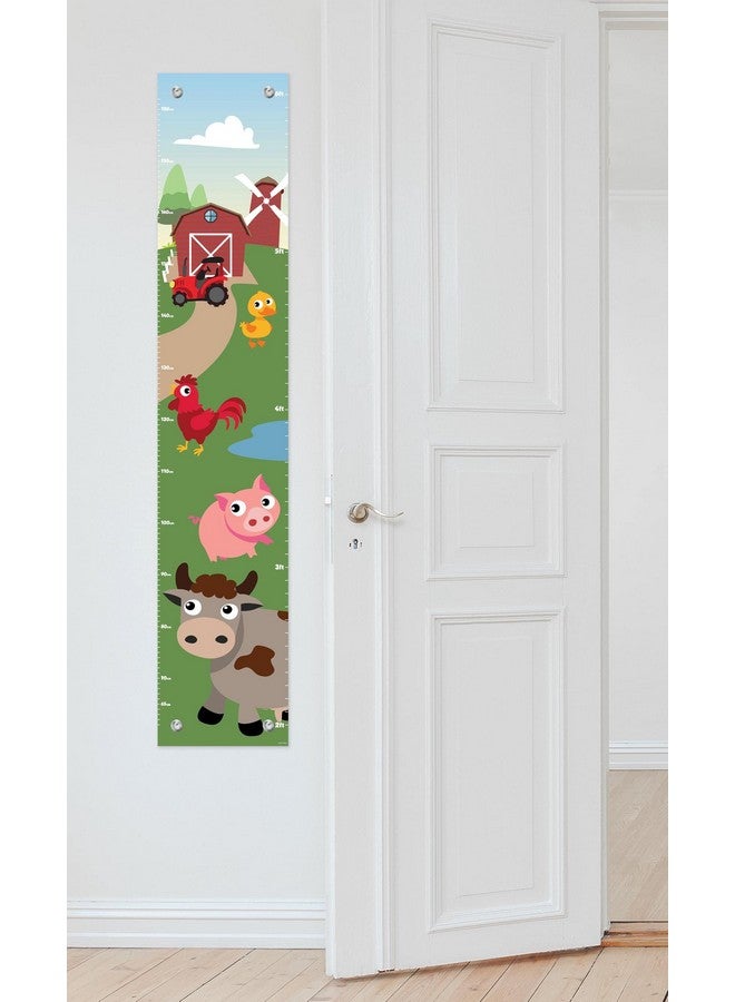 ThisWear Wall Decor for Toddler Down on The Farm Barnyard Animals Growth Chart for Kids Growth Chart - Image 2