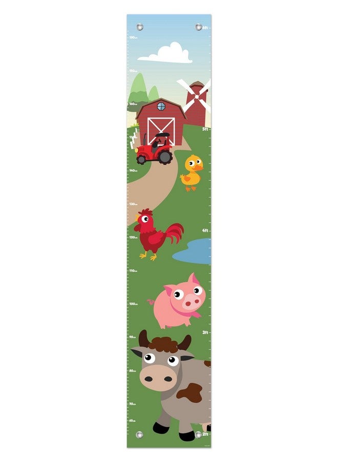ThisWear Wall Decor for Toddler Down on The Farm Barnyard Animals Growth Chart for Kids Growth Chart - Image 1