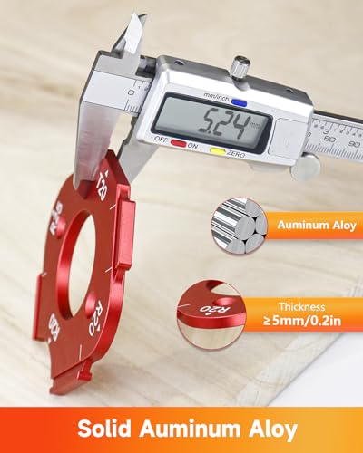 TANYO 7pcs Router Corner Radius Template Router Radius Jig, Aluminum Alloy 3 in 1 Radius Jig Router Templates, T10 T20 T30 T35 T40 T50 T60 R10 R15 R20 R25 R30 R35 R40 R50 R60 Use with Router Table - Image 4