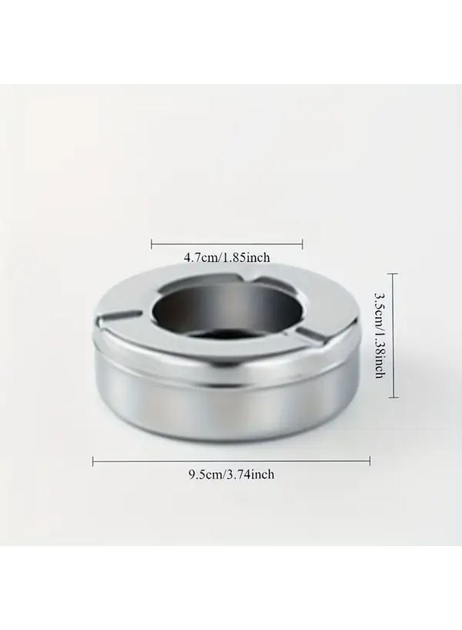 Small Stainless Steel Ashtray with Lid Silver Color for KTV Restaurant Internet Cafe - Image 1