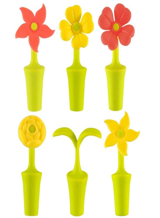 top Topolopyfeely Cute Wine Stoppers Silicone Wine Bottle Stopper Joie Wine Stopper - Set of 6 Color Flowers - Image 1