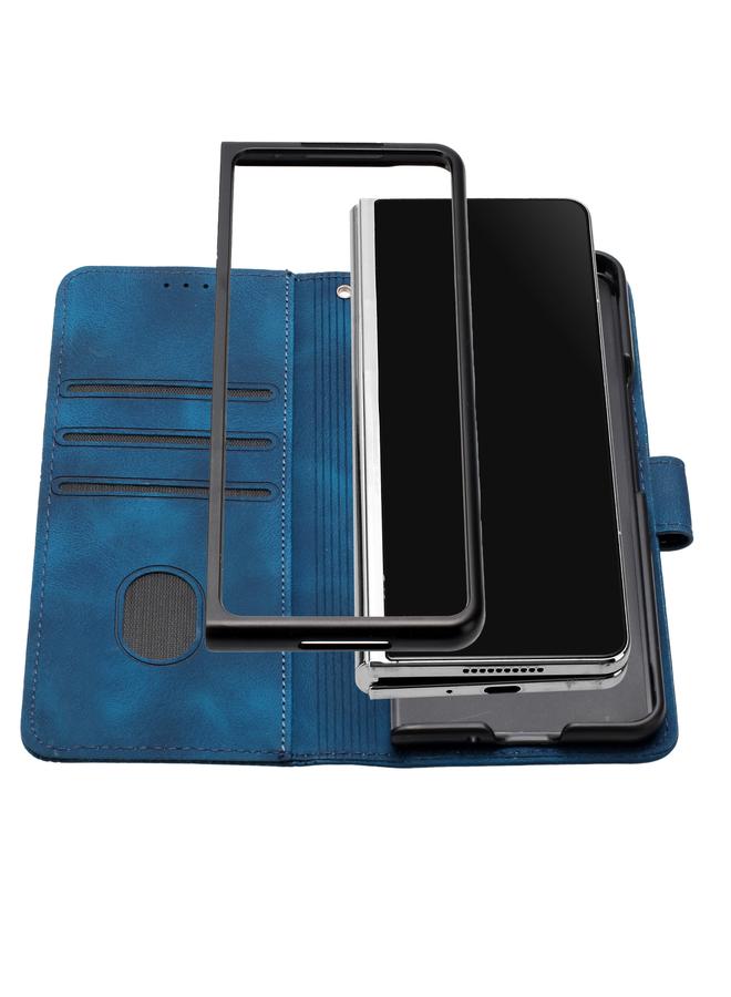 S-TOP Case For Samsung Galaxy Z Fold3 5G YX0080 Grid Butterfly Embossed Pattern Flip Leather Phone Case with Lanyard - Image 4