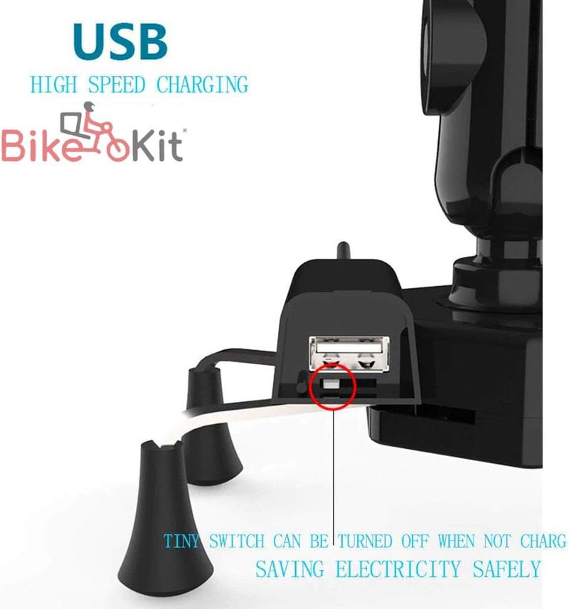 Bike Kit BikeKit X-Shape Bike Phone Holder with Waterproof USB Charger – 360° Rotatable, Universal Fit Motorcycle Phone Mount, Secure Grip, Shockproof Mount for Mobile Phones up to 8.5cm Wide – Black - Image 4