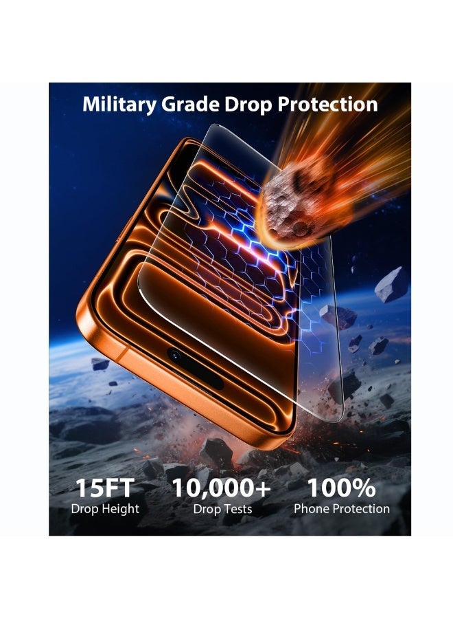 O Ozone (Pack of 2) Screen Protectors Compatible With iPhone 17 Pro |9H Hardness, Full Coverage Tempered Glass  Easy Installation Bubble Free - Black - Image 2