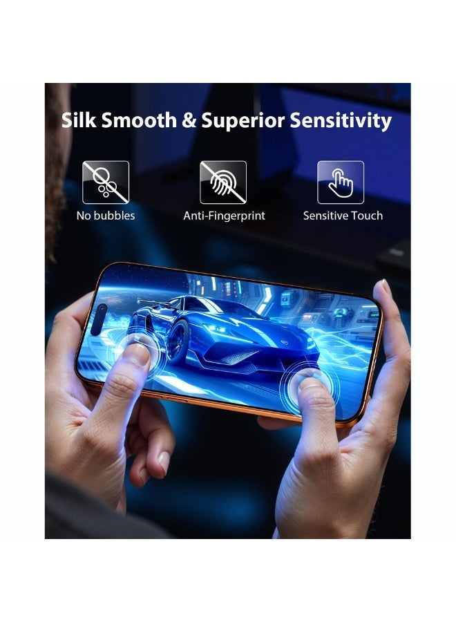 O Ozone (Pack of 2) Screen Protectors Compatible With iPhone 17 Pro |9H Hardness, Full Coverage Tempered Glass  Easy Installation Bubble Free - Black - Image 3