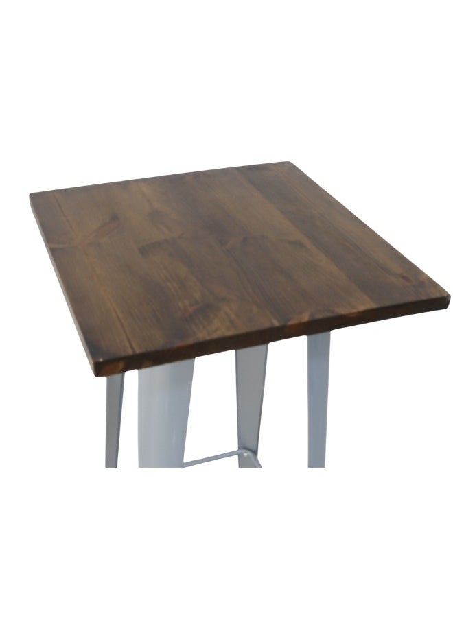 SMART HOME Single dining table, high design, wood surface and iron legs for modern home, kitchen, living room, cafe, and home garden, size 60X60X110 cm  - Image 2