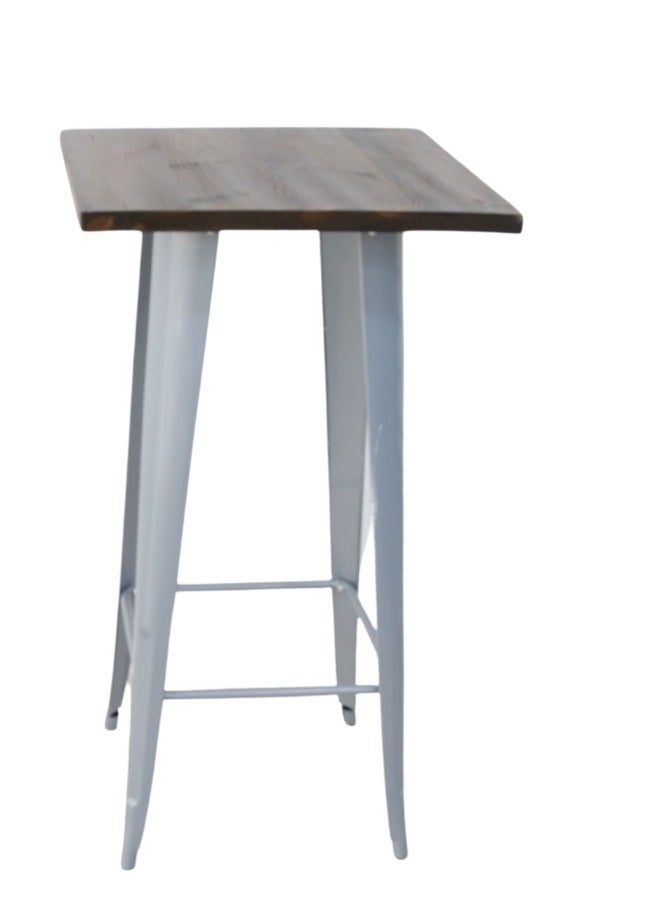 SMART HOME Single dining table, high design, wood surface and iron legs for modern home, kitchen, living room, cafe, and home garden, size 60X60X110 cm  - Image 4