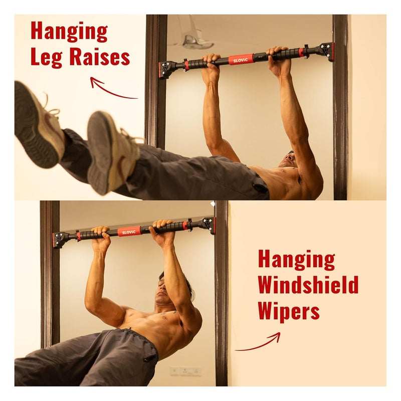 SLOVIC Pull up Bar for Home Kids [200 KG] | No Screw Pull Up Bar Wall Mounted with Anti-Skid Grip | Pull-up Bar for Home Workout | Gym Equipment for Home Workout (Length 72-110 CM) - Image 5