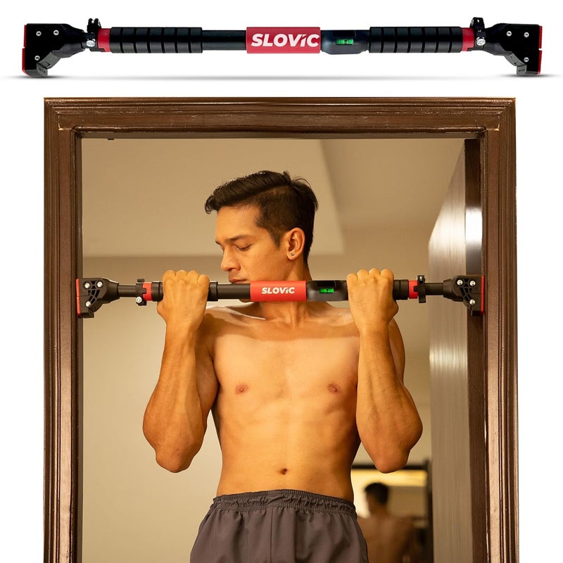 SLOVIC Pull up Bar for Home Kids [200 KG] | No Screw Pull Up Bar Wall Mounted with Anti-Skid Grip | Pull-up Bar for Home Workout | Gym Equipment for Home Workout (Length 72-110 CM) - Image 1