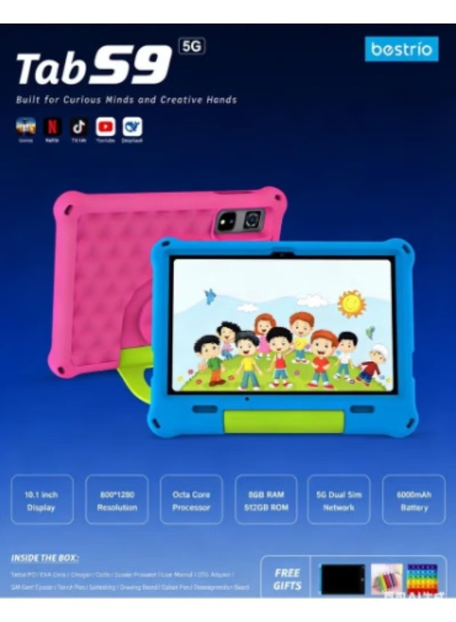 BESTRIO Tab S9 5G Kids Tablet – 10.1" HD Display, 8GB RAM, 512GB ROM, 6000mAh Battery, 5G Connectivity, Dual SIM, Android 13, Parental Control - Image 2