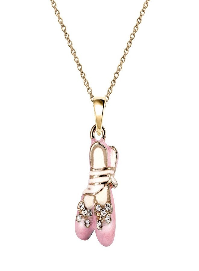 Monnel NC026 Little Pink 3D Crystal Ballet Shoe Charm Pendant Necklace - Image 1