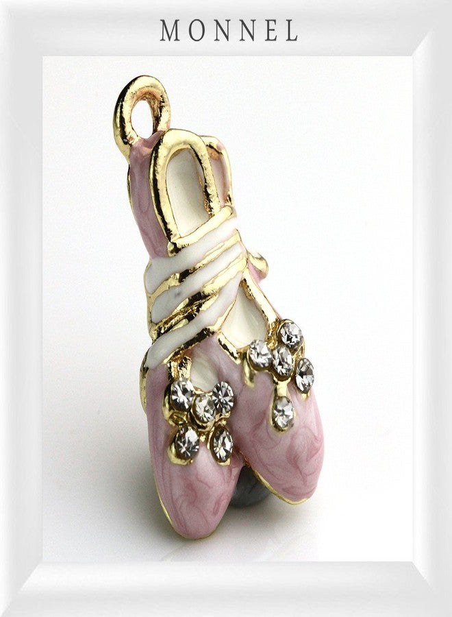 Monnel NC026 Little Pink 3D Crystal Ballet Shoe Charm Pendant Necklace - Image 3