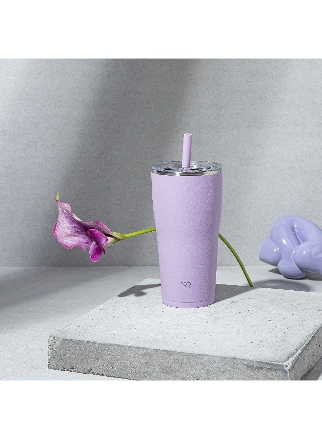 زوجيروشي زجاجة زوجيروشي ستانلس ستيل معزولة بالفراغ مع ماصة ٠.٧٢ لتر، بنفسجي فاتح - Image 1