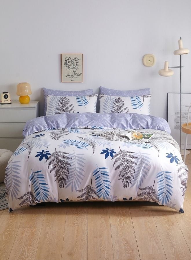 LUNA Home Single Size 4-Piece Bedding Set (No Filler Included) – Reversible Duvet Cover Set featuring a Charming Leaf Design.  - Image 1