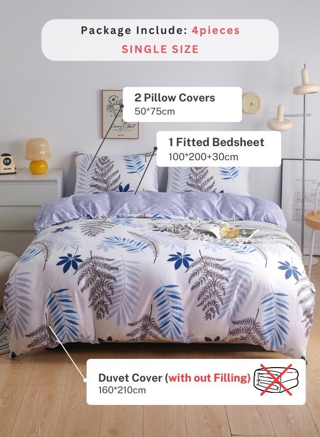 LUNA Home Single Size 4-Piece Bedding Set (No Filler Included) – Reversible Duvet Cover Set featuring a Charming Leaf Design.  - Image 3