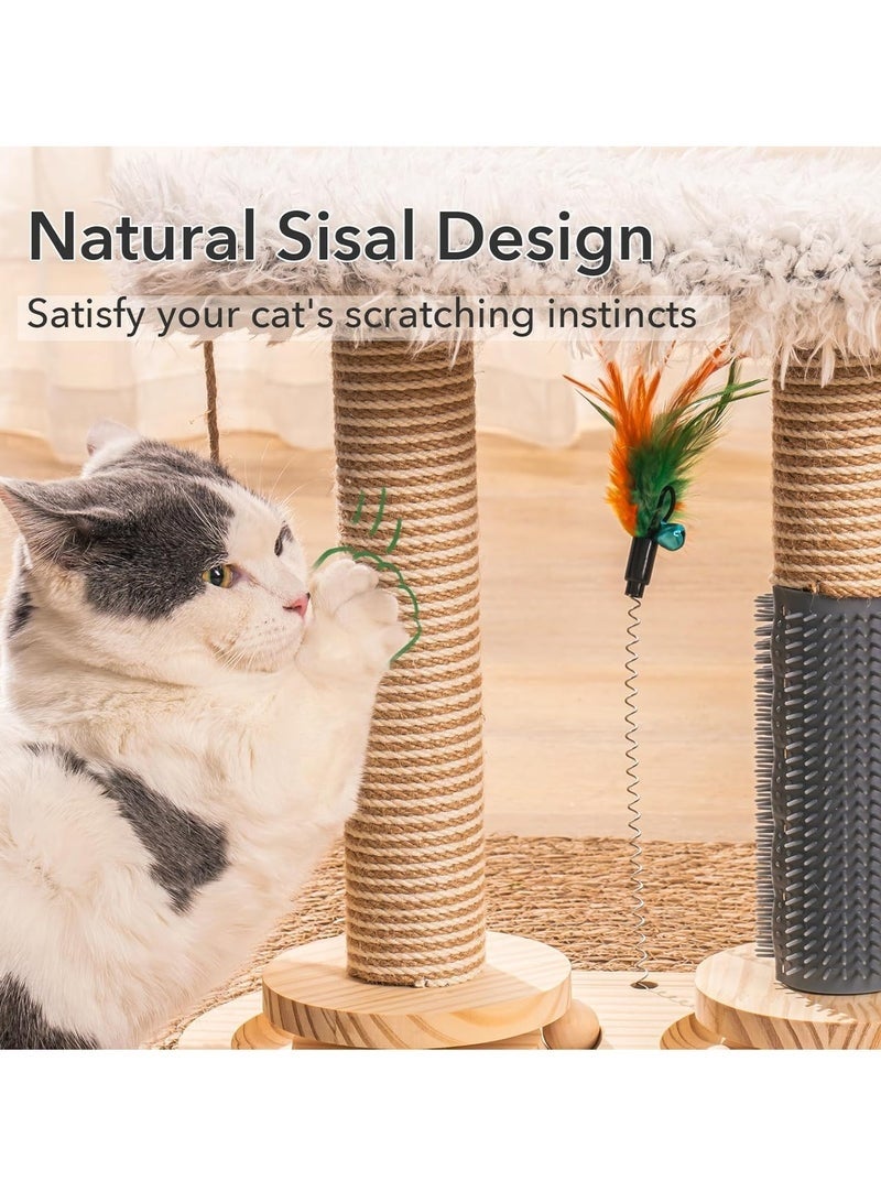 MYONE 7 in 1 Multifunctional Wood Cat Scratching Post, Kitten Toys, Cat Bed, Cat tree, Pet Rolling Toy, Cat Ball Track Toy with Sisal Rope, Cat Scratcher, Cat Teaser, Massage Brush - Image 4