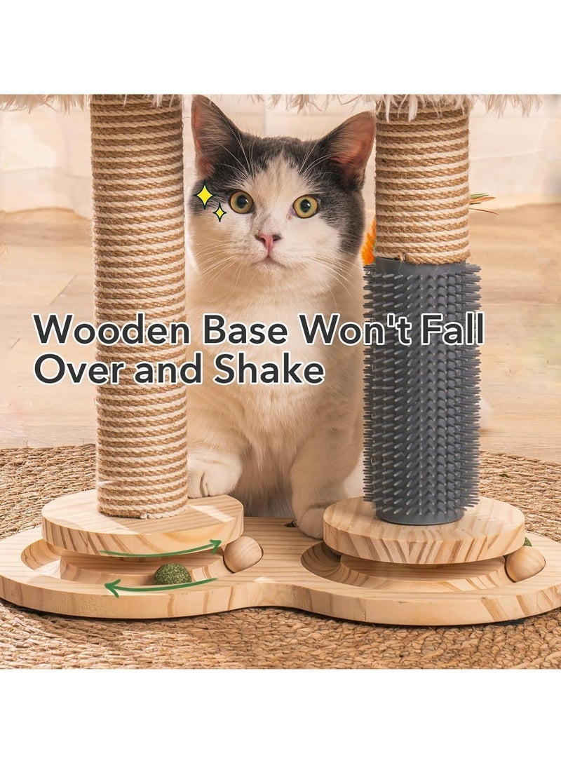 MYONE 7 in 1 Multifunctional Wood Cat Scratching Post, Kitten Toys, Cat Bed, Cat tree, Pet Rolling Toy, Cat Ball Track Toy with Sisal Rope, Cat Scratcher, Cat Teaser, Massage Brush - Image 3