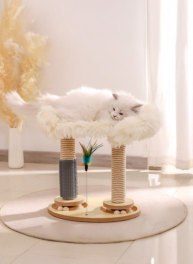 MYONE 7 in 1 Multifunctional Wood Cat Scratching Post, Kitten Toys, Cat Bed, Cat tree, Pet Rolling Toy, Cat Ball Track Toy with Sisal Rope, Cat Scratcher, Cat Teaser, Massage Brush - Image 1