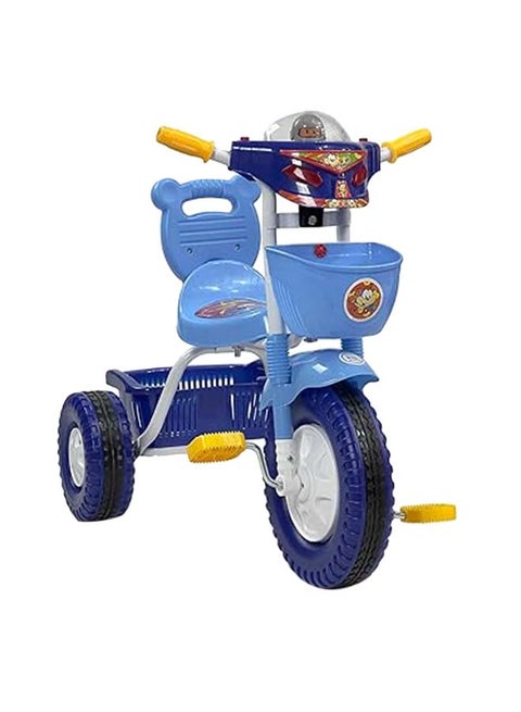 دراجة توازن للأطفال من البدر، دراجة ثلاثية العجلات للأطفال بموسيقى وأضواء مع مقعد واحد وسلة، لون أحمر، لعمر 2-5 سنوات، بلون أزرق