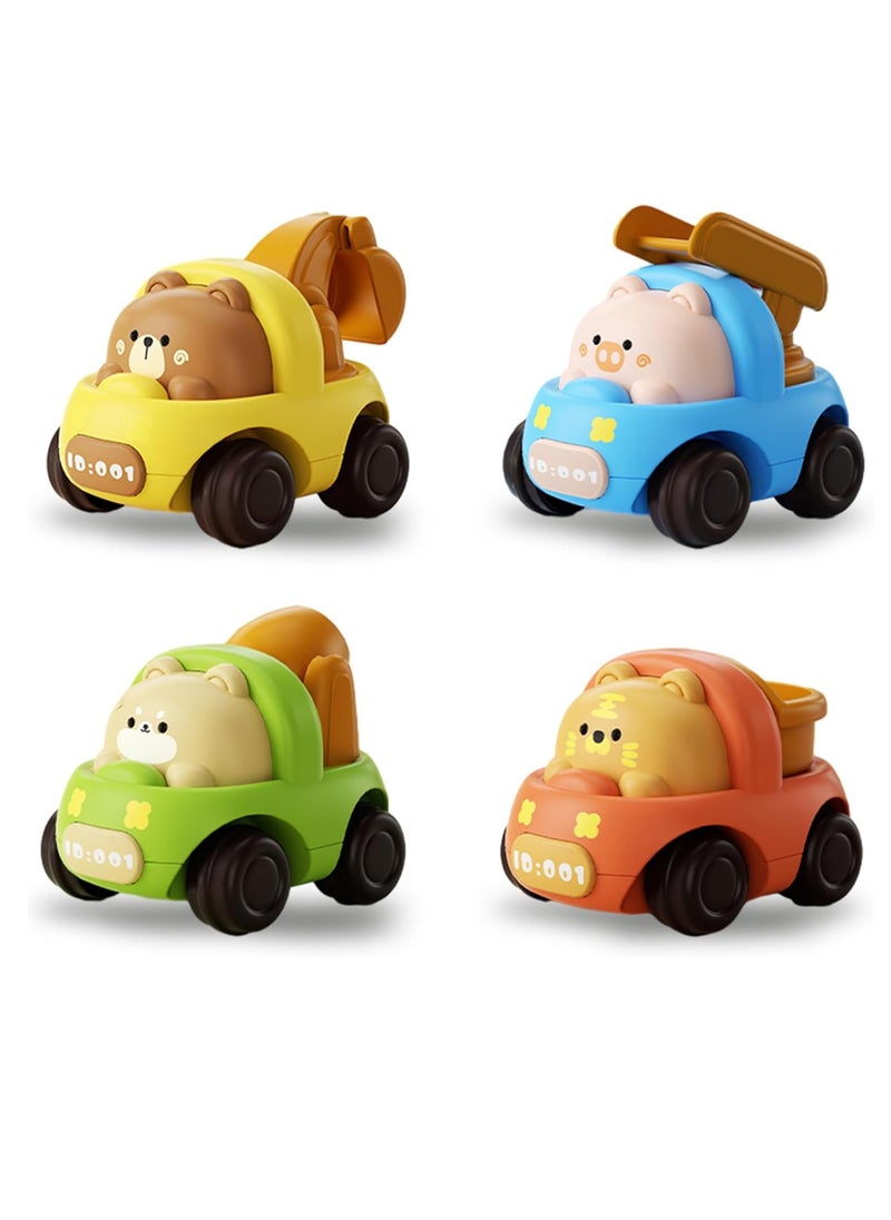 YelaJoy Baby Car Toys, 4 PCS Push and Go Friction Inertial Toy Cars for Toddlers 1-3 Years Old, Truck Engineering Car Toys for Birthday Party Gifts  - Image 1
