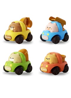 YelaJoy Baby Car Toys, 4 PCS Push and Go Friction Inertial Toy Cars for Toddlers 1-3 Years Old, Truck Engineering Car Toys for Birthday Party Gifts  - Image 1